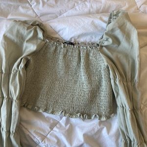Sage green shirred top